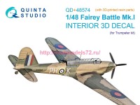 QD+48574   3D Декаль интерьера кабины Fairey Battle Mk.I (Trumpeter) (с 3D-печатными деталями) (thumb89404)